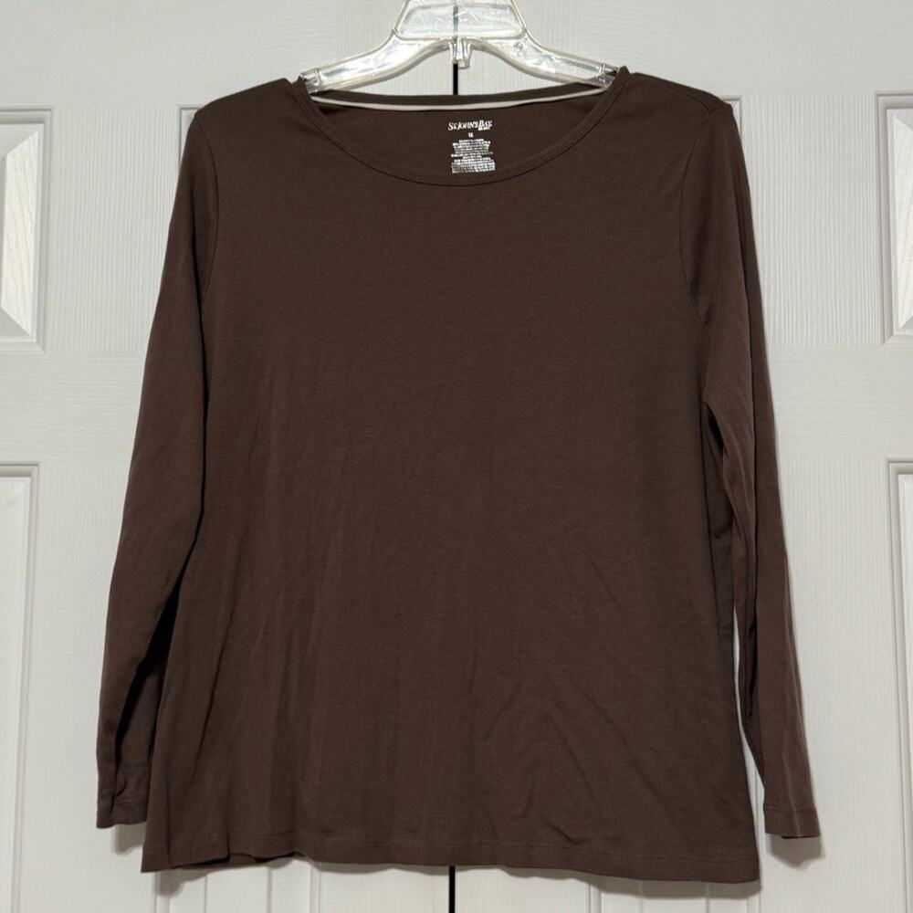 St. John's Bay Long Sleeve T-Shirt, Mushroom Brown, Size 1X